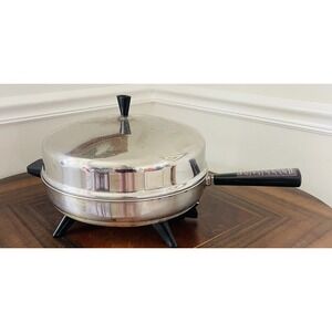 Farberware 312B Electric Fry Pan Stainless Steel 12" Skillet With Steamer + Lid